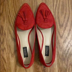 Womens Jones New York Suede Tassel Loafer Red